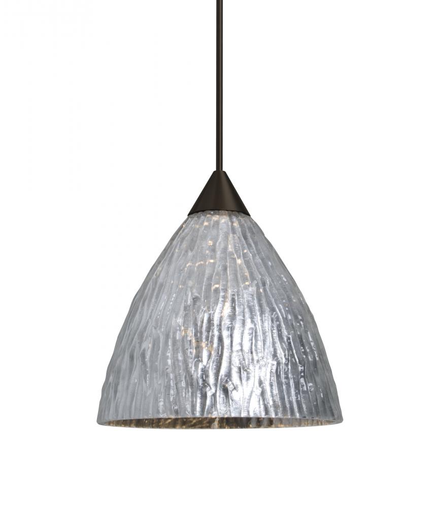 Besa, Eve Cord Pendant, Stone Silver Foil, Bronze Finish, 1x5W LED, 15Ft. Cord