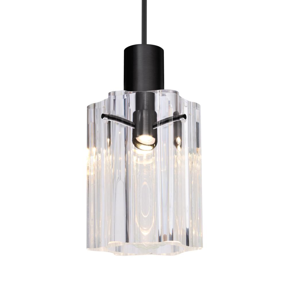 Besa Ice 4 Pendant, Clear Glass, Black Finish, 1x35W 35W MAX GY6.35 Base
