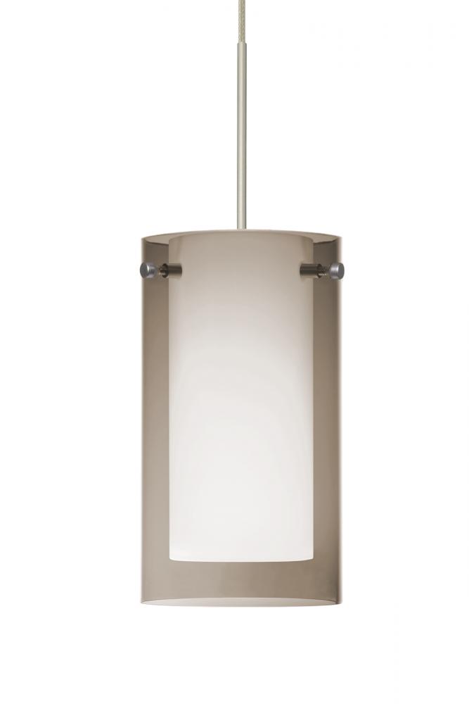 Besa Pendant Pahu 4 Satin Nickel Transparent Smoke/Opal 1x5W LED