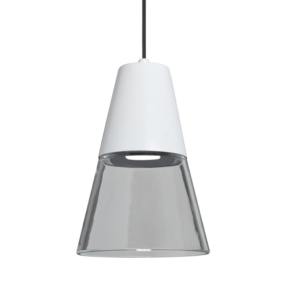 Besa Timo 6 Pendant, Clear/White, Black Finish, 1x9W LED