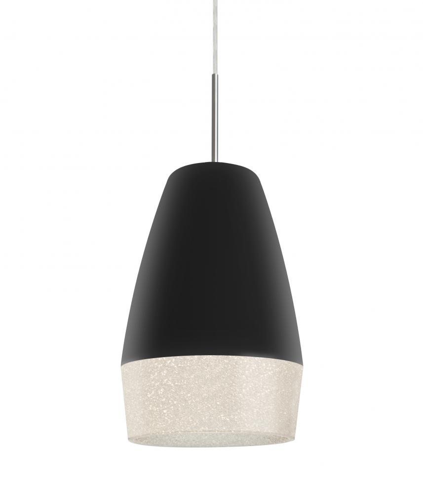 Besa, Abu 12 Cord Pendant for Mulitport Canopy, Black/Glitter, Satin Nickel Finish