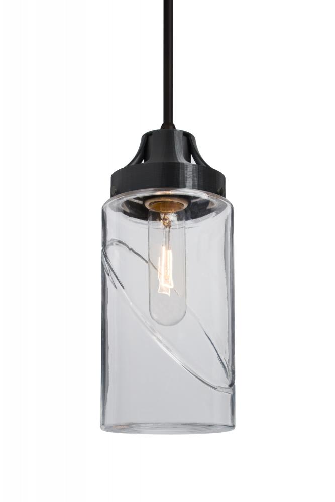 Besa, Blink Cord Pendant For Multiport Canopy, Clear, Black Finish, 1x60W Medium Base
