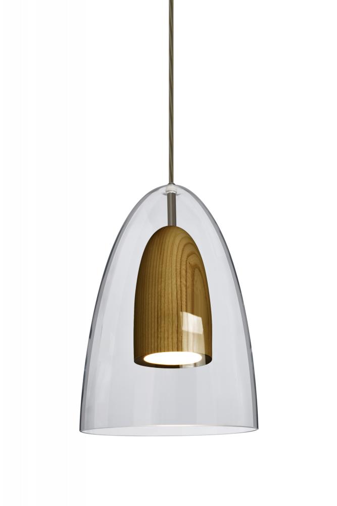 Besa, Dano Cord Pendant For Multiport Canopy, Clear/Natural, Bronze Finish, 1x9W LED