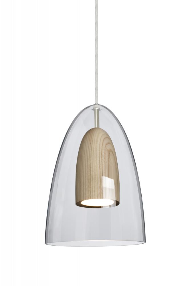 Besa, Dano Cord Pendant For Multiport Canopy, Clear/Natural, Satin Nickel Finish, 1x9