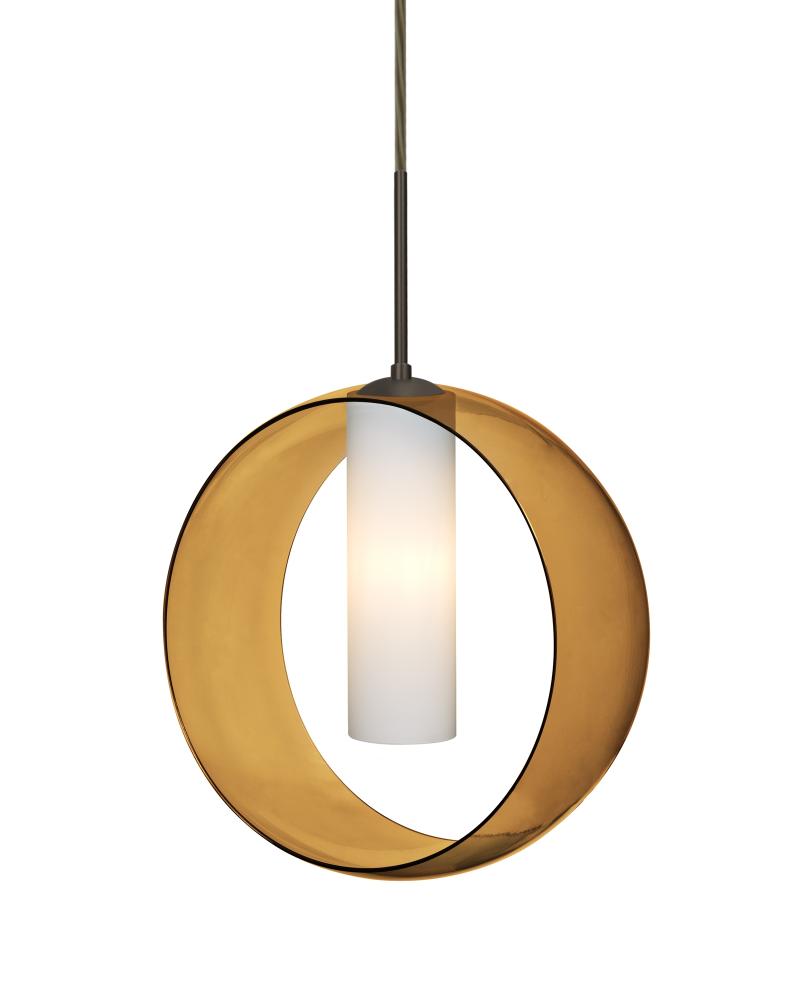 Besa, Plato Cord Pendant For Multiport Canopies, Amber/Opal, Bronze Finish, 1x60W Med