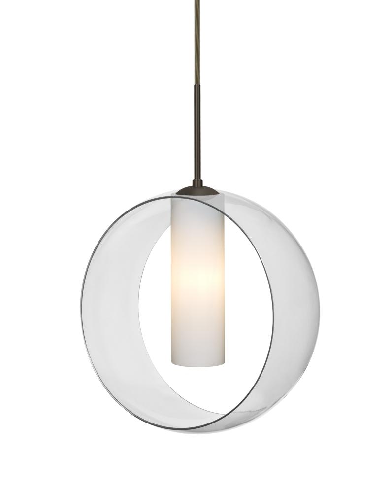 Besa, Plato Cord Pendant For Multiport Canopies, Clear/Opal, Bronze Finish, 1x60W Med