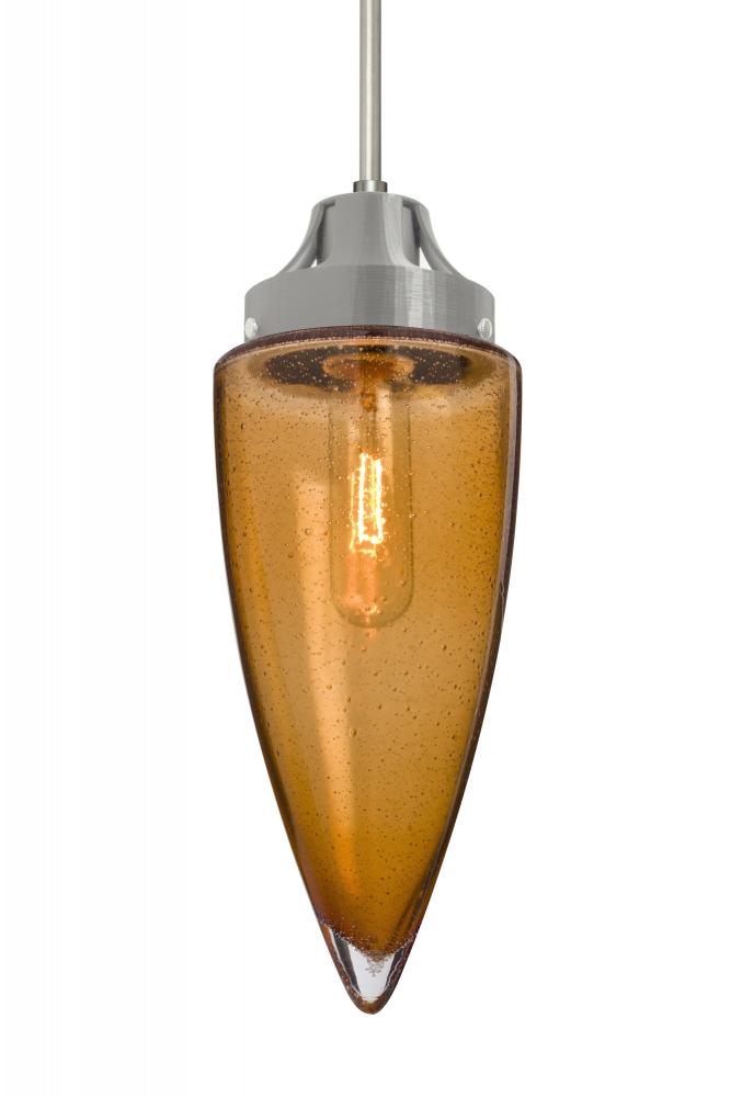 Besa, Sulu Cord Pendant For Multiport Canopy, Amber Bubble, Satin Nickel Finish, 1x60