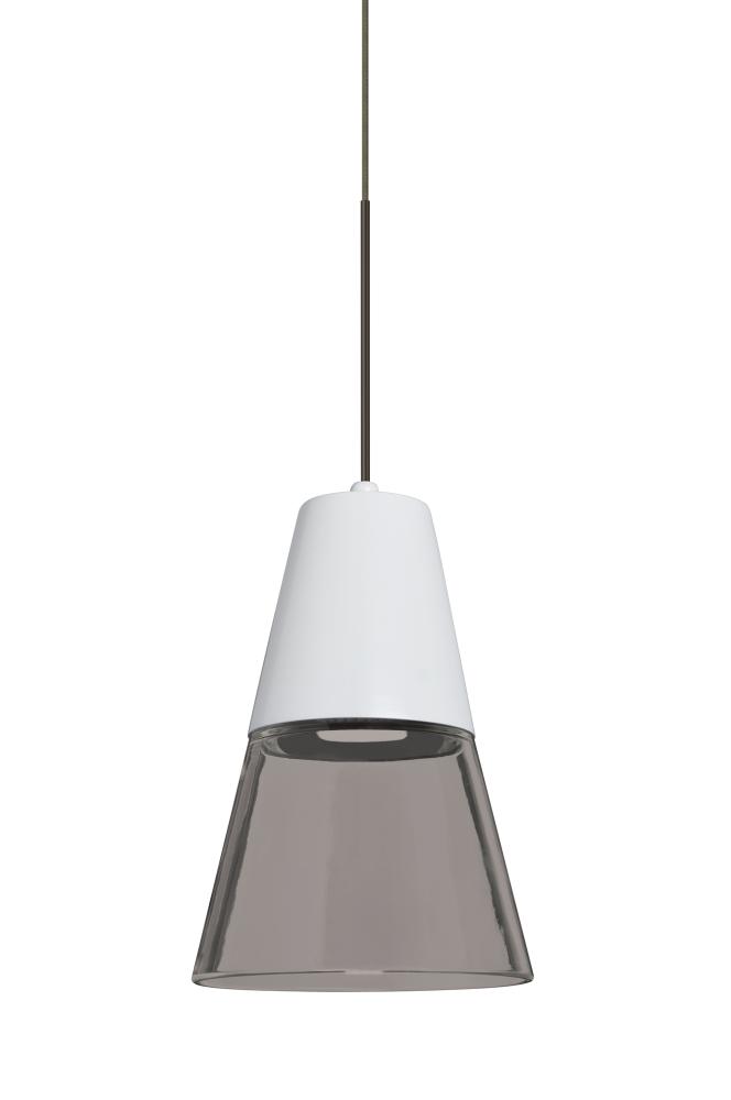 Besa, Timo 6 Cord Pendant For Multiport Canopies,Smoke/White, Bronze Finish, 1x9W LED