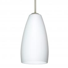 Besa Lighting 1BT-150907-LED-SN-L - Besa Chrissy Pendant Satin Nickel Opal Matte 1x9W LED, 15Ft. Cord
