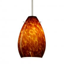 Besa Lighting 1BT-171318-SN-L - Besa Pendant Pera 6 Satin Nickel Amber Cloud 1x50W E12 base, 15Ft Cord