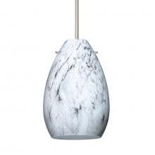 Besa Lighting 1BT-1713MG-SN-L - Besa Pendant Pera 6 Satin Nickel Marble Grigio 1x50W E12 base, 15Ft Cord