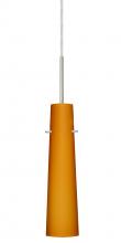 Besa Lighting 1BT-567480-SN-L - Besa Camino Pendant Satin Nickel Amber Matte 1x40W E12 base, 15Ft. Cord
