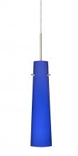 Besa Lighting 1BT-5674CM-SN-L - Besa Camino Pendant Satin Nickel Cobalt Blue Matte 1x40W Halogen, 15Ft. Cord