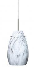 Besa Lighting 1JC-4126MG-LED-SN-L - Besa Pera 9 LED Pendant Marble Grigio Satin Nickel 1x9W LED, 15Ft. Cord