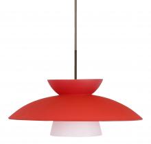 Besa Lighting 1JC-451331-LED-BR-L - Besa Trilo 15 Pendant Red Matte Bronze 1x9W LED, 15Ft. Cord
