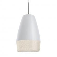 Besa Lighting 1JC-ABU12WH-LED-SN-L - Besa, Abu 12 Cord Pendant, White/Glitter, Satin Nickel Finish, 1x9W LED, 15Ft Option