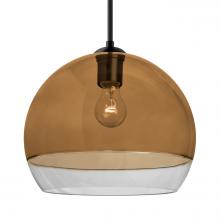 Besa Lighting 1JC-ALLY12AM-BK - Besa, Ally 12 Cord Pendant, Amber/Clear, Black Finish, 1x60W Medium Base