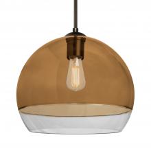 Besa Lighting 1JC-ALLY12AM-EDIL-BR-L - Besa, Ally 12 Cord Pendant, Amber/Clear, Bronze Finish, 1x5W LED Filament, 15Ft. Cord