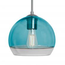 Besa Lighting 1JC-ALLY8BL-EDIL-SN-L - Besa, Ally 8 Cord Pendant, Coral Blue/Clear, Satin Nickel Finish, 1x5W LED Filament, 15Ft. Cord