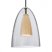 Besa Lighting 1JC-DANOCLNA-LED-BK - Besa, Dano Cord Pendant, Clear/Natural, Black Finish, 1x9W LED