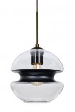 Besa Lighting 1JC-HULA8BK-EDIL-BR - Besa, Hula 8 Cord Pendant, Clear/Black, Bronze Finish, 1x8W LED Filament