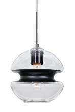 Besa Lighting 1JC-HULA8BK-SN - Besa, Hula 8 Cord Pendant, Clear/Black, Satin Nickel Finish, 1x60W Medium Base
