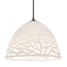 Besa Lighting 1JC-KIEVWH-BR-L - Besa Kiev Pendant, White, Bronze Finish, 1x60W Medium Base, 15Ft. Cord