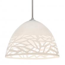Besa Lighting 1JC-KIEVWH-SN-L - Besa Kiev Pendant, White, Satin Nickel Finish, 1x60W Medium Base, 15Ft. Cord