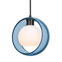 Besa Lighting 1JC-MANABL-BK - Besa Mana Pendant, Blue/Opal, Black Finish, 1x60W Medium Base