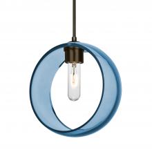 Besa Lighting 1JC-MANABL-BR-NI-L - Besa Mana Pendant, Blue, Bronze Finish, 1x60W Medium Base, 15Ft. Cord