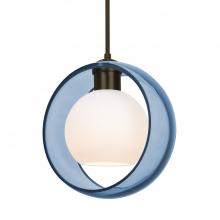 Besa Lighting 1JC-MANABL-LED-BR-L - Besa Mana Pendant, Blue/Opal, Bronze Finish, 1x9W LED, 15Ft. Cord