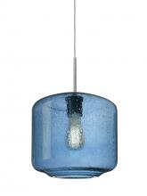 Besa Lighting 1JC-NILES10BL-EDIL-SN-L - Besa Niles 10 Pendant, Blue Bubble, Satin Nickel Finish, 1x4W LED Filament, 15Ft. Cord