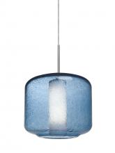 Besa Lighting 1JC-NILES10BO-LED-SN - Besa Niles 10 Pendant, Blue Bubble/Opal, Satin Nickel Finish, 1x5W LED