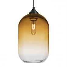 Besa Lighting 1JC-OMEGA12AM-BK - Besa, Omega 12 Cord Pendant, Amber/Clear, Black Finish, 1x60W Medium Base