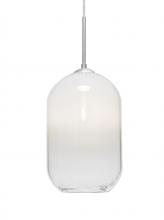 Besa Lighting 1JC-OMEGA12WH-SN-L - Besa, Omega 12 Cord Pendant, White/Clear, Satin Nickel Finish, 1x60W Medium Base, 15Ft. Cord