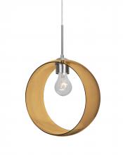 Besa Lighting 1JC-PLATOAM-SN-NI-L - Besa, Plato Cord Pendant, Amber, Satin Nickel Finish, 1x60W Medium Base, 15Ft. Cord