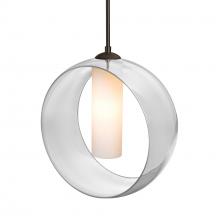Besa Lighting 1JC-PLATOCL-LED-BR-L - Besa, Plato Cord Pendant, Clear/Opal, Bronze Finish, 1x5W LED, 15Ft. Cord