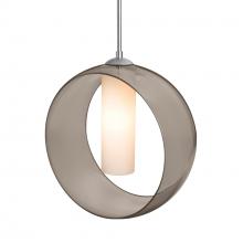 Besa Lighting 1JC-PLATOSM-SN-L - Besa, Plato Cord Pendant, Smoke/Opal, Satin Nickel Finish, 1x60W Medium Base, 15Ft. Cord
