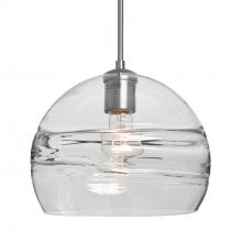 Besa Lighting 1JC-SPIR10CL-SN-L - Besa Spirit 10 Pendant, Clear, Satin Nickel Finish, 1x60W Medium Base, 15Ft. Cord