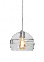 Besa Lighting 1JC-SPIR8CL-EDIL-SN-L - Besa Spirit 8 Pendant, Clear, Satin Nickel Finish, 1x8W LED Filament, 15Ft. Cord