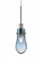Besa Lighting 1JC-WISHBL-EDIL-SN - Besa, Wish Cord Pendant, Blue/Clear, Satin Nickel Finish, 1x4W LED Filament