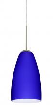 Besa Lighting 1JT-1511CM-LED-SN-L - Besa Riva 9 LED Pendant Cobalt Blue Matte Satin Nickel 1x9W LED, 15Ft. Cord