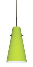 Besa Lighting 1JT-412435-LED-BR-L - Besa Cierro Pendant Bronze Chartreuse 1x9W LED, 15Ft. Cord
