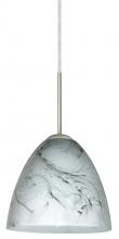Besa Lighting 1JT-4470MG-LED-SN-L - Besa Vila LED Pendant Marble Grigio Satin Nickel 1x9W LED, 15Ft. Cord