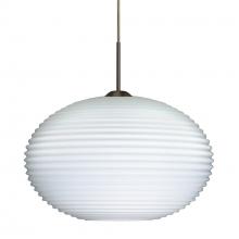 Besa Lighting 1JT-491307-BR-L - Besa Pendant Pape 12 Bronze Opal Ribbed 1x75W Medium Base, 15Ft. Cord