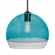 Besa Lighting 1JT-ALLY12BL-EDIL-BR-L - Besa, Ally 12 Cord Pendant, Coral Blue/Clear, Bronze Finish, 1x5W LED Filament, 15Ft. Cord