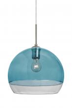 Besa Lighting 1JT-ALLY12BL-SN - Besa, Ally 12 Cord Pendant, Coral Blue/Clear, Satin Nickel Finish, 1x60W Medium Base