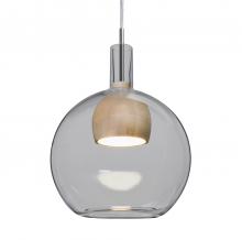 Besa Lighting 1JT-BENJISMNA-LED-SN-L - Besa, Benji Cord Pendant, Smoke/Natural, Satin Nickel Finish, 1x9W LED, 15Ft. Cord