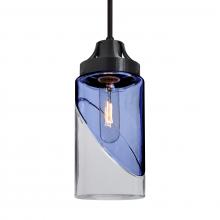 Besa Lighting 1JT-BLINKBL-BK-L - Besa, Blink Cord Pendant, Trans. Blue/Clear, Black Finish, 1x60W Medium Base, 15Ft. Cord