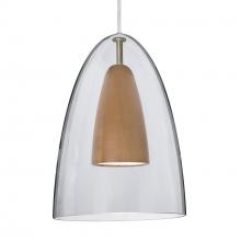 Besa Lighting 1JT-DANOCLMD-LED-SN-L - Besa, Dano Cord Pendant, Clear/Medium, Satin Nickel Finish, 1x9W LED, 15Ft. Cord